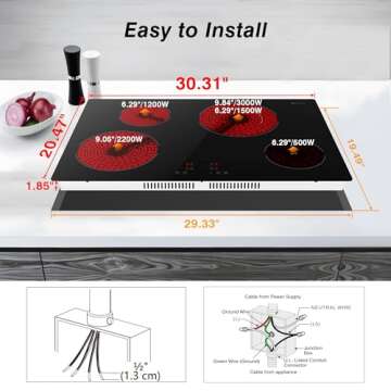 Powerful 30 Inch Electric Cooktop with 4 Burners