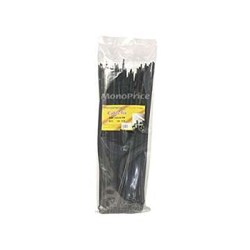 Monoprice 11 Inch Cable Tie 50LBS - 100 Black Ties