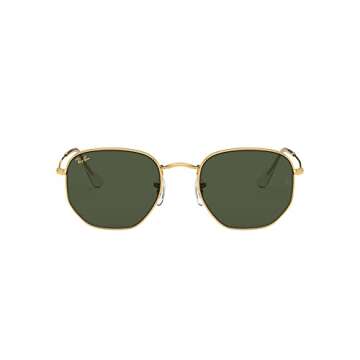 Ray-Ban RB3548 Hexagonal Sunglasses, Legend Gold/G-15 Green, 51 mm