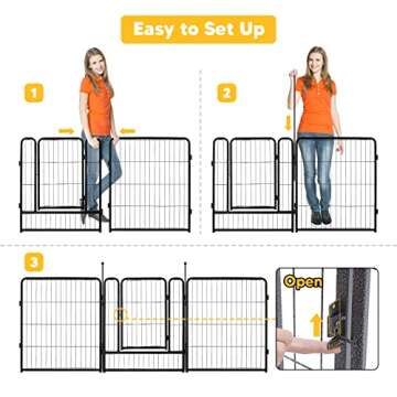 TMEE Dog Playpens 8/16 Panels Dog Pen Outdoor Dog Fence Exercise Pen 32 inch Height Pet Play Yard Gate with Doors for Large/Medium/Small Dogs, Pet Playpen for RV, Camping, Yard, 16 Pcs