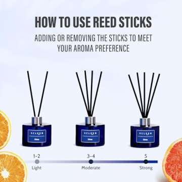 Xcleen Reed Diffusers for Bathroom, 6.7 oz(200ml) Citrus Scented Oil Diffuser with Fiber Sticks, Air Freshener for Bedroom, Office, Home Fragrance Decor