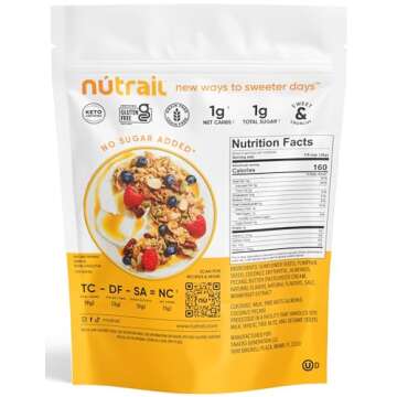 NuTrail Nut Granola Cereal, Honey Nut, No Sugar Added, Keto, Low Carb, Gluten Free, Grain Free, Healthy Breakfast 8 oz. 1 Count