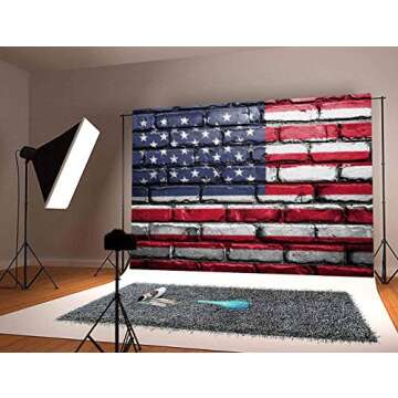 US Flag Photography Background American Flag Photo Backdrop 7x5ft Seamless Vinyl Photo Studio Props for National Day Independence Day Veterans Day CHE014 LELEZ