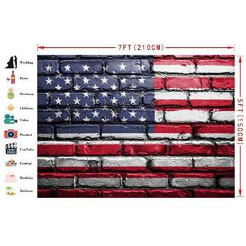 US Flag Photography Background American Flag Photo Backdrop 7x5ft Seamless Vinyl Photo Studio Props for National Day Independence Day Veterans Day CHE014 LELEZ