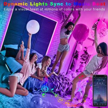 Tenmiro 32.8ft LED Strip Lights, RGB LED Smart Music Sync Color Changing LED Lights Strips with Remote LED Lights for Bedroom, Room, TV, Party