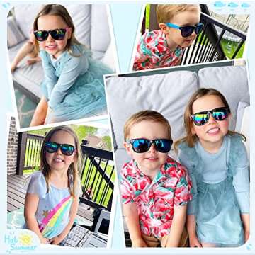 GIFTINBOX Kids Sunglasses Bulk, 12 Pack Kids Sunglasses Party Favors, Neon Sunglasses with UV 400 Protection for Kids Boys and Girls, Pool Party Favors, Children's day Gift for Kids Age 3-6