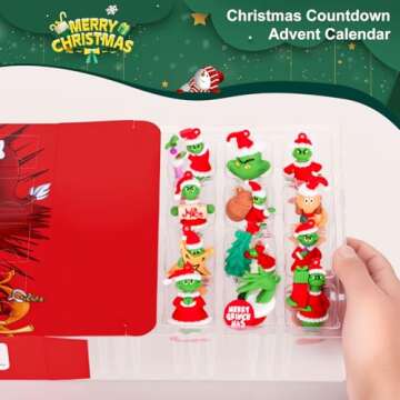 Christmas Advent Calendar 2024,Christmas Vacation Countdown Calendars,Christmas Tree Ornaments Gifts with 24 pcs Collectible Doll Figures for Kids and Adults