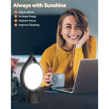 HIBOITEC Light Therapy Lamp, UV-Free 10000 Lux Therapy Light, LED Happy Mood Lamps with 5 Adjustable Brightness and Timer & Memory Function, 3 Color Temperature, Unique Art Design for a Happy Life