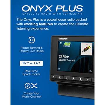 SiriusXM SXPL1V1 Onyx Plus Satellite Radio with Vehicle Kit – Easy to Install, Enjoy SiriusXM on Your Existing Car Stereo with This Dock and Play Radio