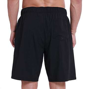 HOdo Men's 9" Black Quick Dry Swim Trunks