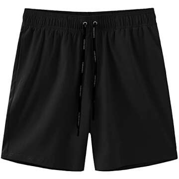 HOdo Men's 9" Black Quick Dry Swim Trunks