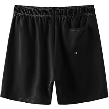 HOdo Men's 9" Black Quick Dry Swim Trunks