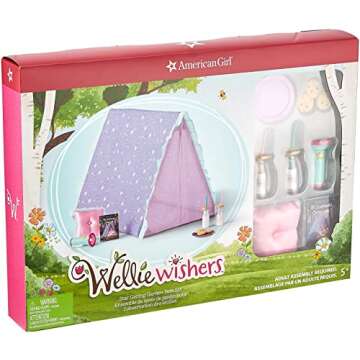 American Girl WellieWishers 14.5-inch Doll Garden Tent Playset with Pillow and Working Flashlight, For Ages 4+