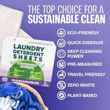 Laundry Detergent Sheets (200 Loads) - Eco Friendly Laundry Soap Detergent Strips I Eco Friendly, Zero Waste, Plastic Free, Planet Friendly (Lavendar)