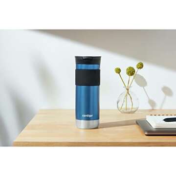 Contigo Byron Vacuum-Insulated Stainless Steel Travel Mug, 20oz - Leak-Proof Lid, BPA-Free, Blue Corn - Perfect Reusable Cup for Coffee or Water; hot and cold beverage holder