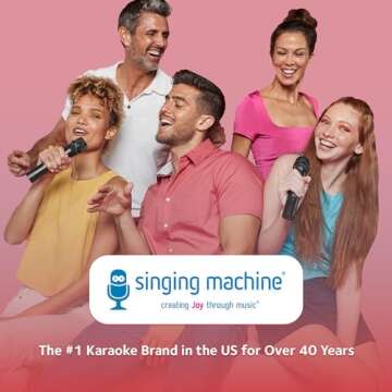 Singing Machine Wireless Karaoke Microphone for Kids & Adults, Party Machine Mic (Black) - Portable Handheld Bluetooth Microphone with Speaker & Voice Changer Effect - Karaoke Mic for Singing