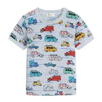 Little Hand Boys Cute Car Athletic Short Sets Sport Short Sleeve Crewneck T-shirt Summer Pajama 5 Years