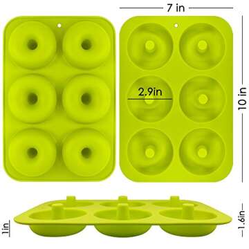 3 Pack Silicone Donut Molds, FineGood 6 Cavity Non-Stick Full-Sized Safe Baking Tray Maker Pan Heat Resistance for Cake Biscuit Bagels Muffins-Orange, Rose Red, Green