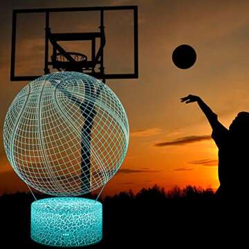 ZoyinGifts Basketball Night Light,3D Illusion Effect Lamp Light Remote Control RGB Colors&Dimmable Bday Xmas Gift Ideas for NBA Sport Lovers Kids Teen Boys Girls(Basketball)