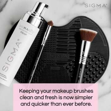 Sigma Beauty Makeup Brush Cleaner Mat – Sigma Spa Express Silicone Makeup Brush Cleaning Mat with Suction Cups for Cleaning Makeup Brushes, Compact Design Fit for Any Travel Makeup Kit (Black)