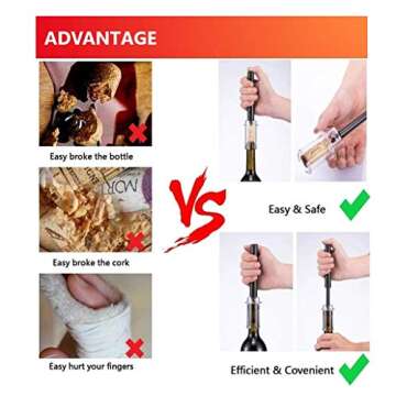 Tyzine Wine Air Pressure Pump Bottle Opener Set With Foil Cutter,Simple Wine Pump Cork Remover Corkscrew,Efficient Corkscrew Bottle Opener,Easy Screw Out Tool,Great For Wine Lovers,Perfect Wine Gift.