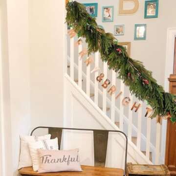 6 Ft Christmas Norfolk Pine Garland - Dense Norfolk Pine Realistic Touch Garland,Artificial Greenery Garlands for Christmas Mantle Fireplace, Table Mantle, Window, Indoor, Outdoor Decor