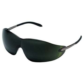 MCR Safety S21150 Blackjack Safety Glasses with Chrome Metal Temple and Green 5.0 Lens