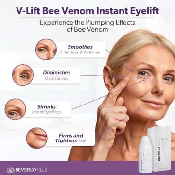 Beverly Hills V-Lift Instant Eye Lift and Eye Tuck Bee Venom Serum for Puffy Eyes, Dark Circles, Wrinkles, and Under Eye Bags Treatment for Women and Men | 30mL (120 Day Supply)