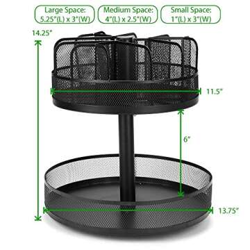 Mind Reader 2-Tier Snack Carousel, Countertop Organizer, Snack Tray, Breakroom, Kitchen, Black