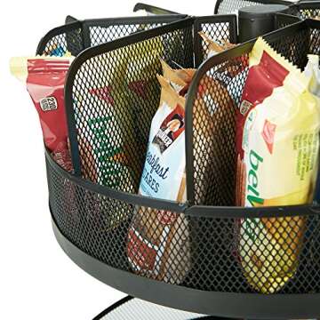 Mind Reader 2-Tier Snack Carousel, Countertop Organizer, Snack Tray, Breakroom, Kitchen, Black