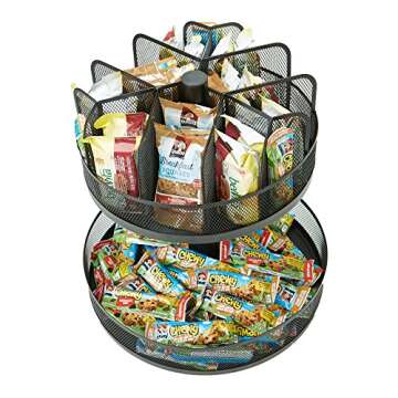 Mind Reader 2-Tier Snack Carousel, Countertop Organizer, Snack Tray, Breakroom, Kitchen, Black