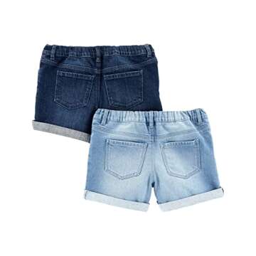 Simple Joys by Carter's Girls Shorts, Pack of 2, Dark Denim/Light Denim, 8