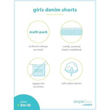 Simple Joys by Carter's Girls Shorts, Pack of 2, Dark Denim/Light Denim, 8