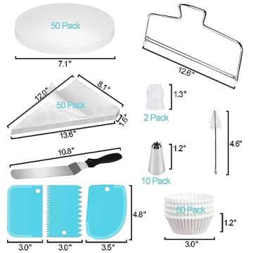 8 Inch Cake Pan Set of 3 with Baking Supplies, 171Pcs Nonstick Round Cake Pans Sets for Baking, Cake Decorating Supplies Kit, Cake Leveler, Icing Tips, Piping Bags, Spatula, and Baking Pans Set