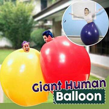 72 inch Giant Human Balloon - Round Climb-in Balloon Thick Latex Balloon for Baby Shower Garland Wedding Photo Booth Birthday Party Supplies Arch Decoration Engagement Anniversary Christmas Festival