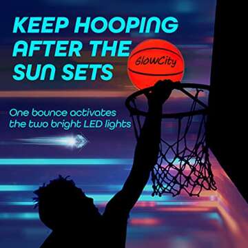 GlowCity LED Light-Up Basketball – Size 5, 27.5 inch, Ideal for Youth & Pre-Teen Night Games – Impact Activated Glow-in-The-Dark Fun, Nylon Wound Durability, Batteries Included