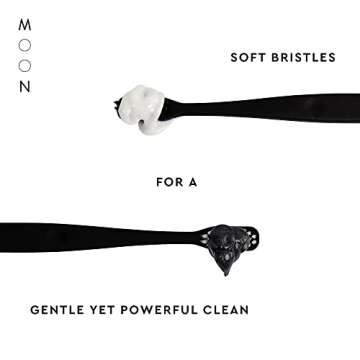 MOON Soft Bristle Toothbrushes, White and Black Sleek Design, Gentle Cleaning, Ideal for Daily Oral Care, Soft Bristles for Comfortable Use, (2 Pack)