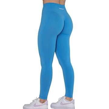 AUROLA Intensify Workout Leggings for Women Seamless Scrunch Tights Tummy Control Gym Fitness Girl Sport Active Yoga Pants (S, Azure Blue)