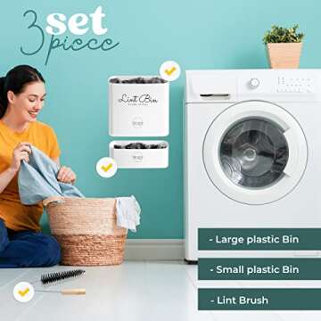 Magnetic Lint Bin Laundry Room Trash Can Dryer Sheet Holder Pods Container Dryer Vent Cleaner Kit - Laundry Room Organization Storage Bin Laundry Room Decor Accessories Farmhouse Laundry Basket