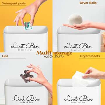 Magnetic Lint Bin Laundry Room Trash Can Dryer Sheet Holder Pods Container Dryer Vent Cleaner Kit - Laundry Room Organization Storage Bin Laundry Room Decor Accessories Farmhouse Laundry Basket