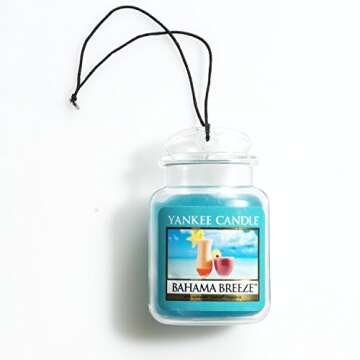 Yankee Candle Car Air Fresheners, Hanging Car Jar® Ultimate Bahama Breeze™ Scented, Neutralizes Odors Up To 30 Days