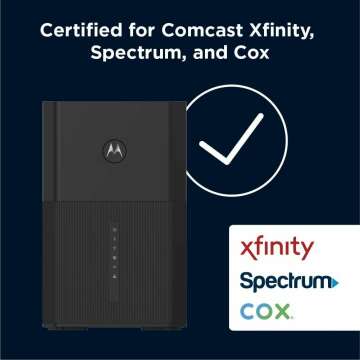 Motorola MG8725 Ethernet WiFi 6 Router + Multi-Gig Cable Modem | 2-in-1 Device | Approved for Comcast Xfinity, Cox, Spectrum| Up to 6000 Mbps | DOCSIS 3.1 | AX6000 | Motosync App