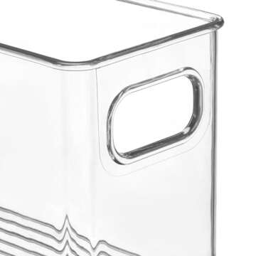 mDesign Plastic Kitchen Organizer - Storage Holder Bin with Handles for Pantry, Cupboard, Cabinet, Fridge/Freezer, Shelves, and Counter - Holds Canned Food, Snacks, Drinks, and Sauces - 6 Pack - Clear