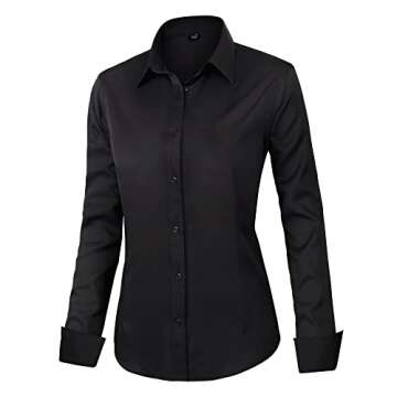 J.VER Black Long Sleeve Dress Shirt for Women XS