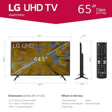 LG 65-Inch Class UQ7570 Series 4K Smart TV - AI-Powered, Cloud Gaming, 2022