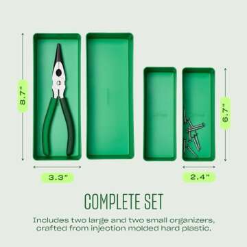 Character The Organizers, 4-Piece Storage System for Toolbox and Tool Bag Home Organization, (Green)