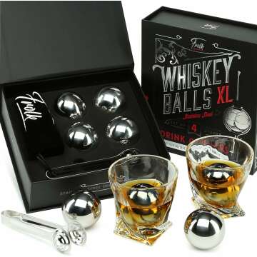 Gifts for Him - Luxury Whiskey Ice Balls and Tongs Set