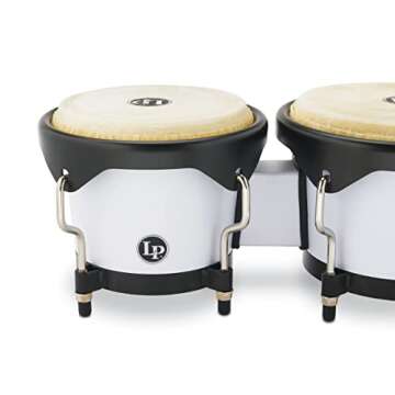 Latin Percussion Discovery Series 6-1/4-inch and 7 1/4-inch Bongo with Free Carrying Bag Drum, Snow White, (LP601D-SW-K)