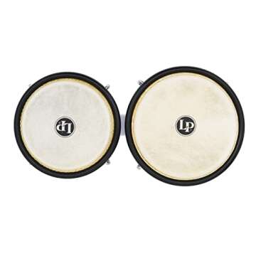 Latin Percussion Discovery Series 6-1/4-inch and 7 1/4-inch Bongo with Free Carrying Bag Drum, Snow White, (LP601D-SW-K)