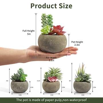 SPEPLA Succulents Plants Artificial 4 Pack, Mini Fake Succulents in Pots, Assorted Small Faux Succulent Decorative for Living Room Home Office Decor